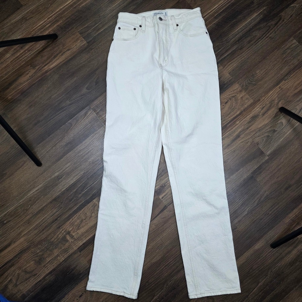 Abercrombie & Fitch White Straight Leg Jeans - Picture 9 of 9